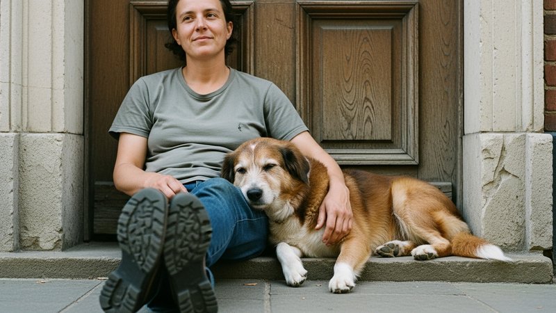 A calm, well-adjusted dog walking beside its owner